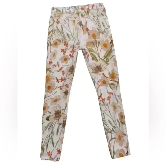 💥HOST PICK💥 7 For All Mankind Off  White Floral Skinny Jeans Size 26 - Picture 1 of 8